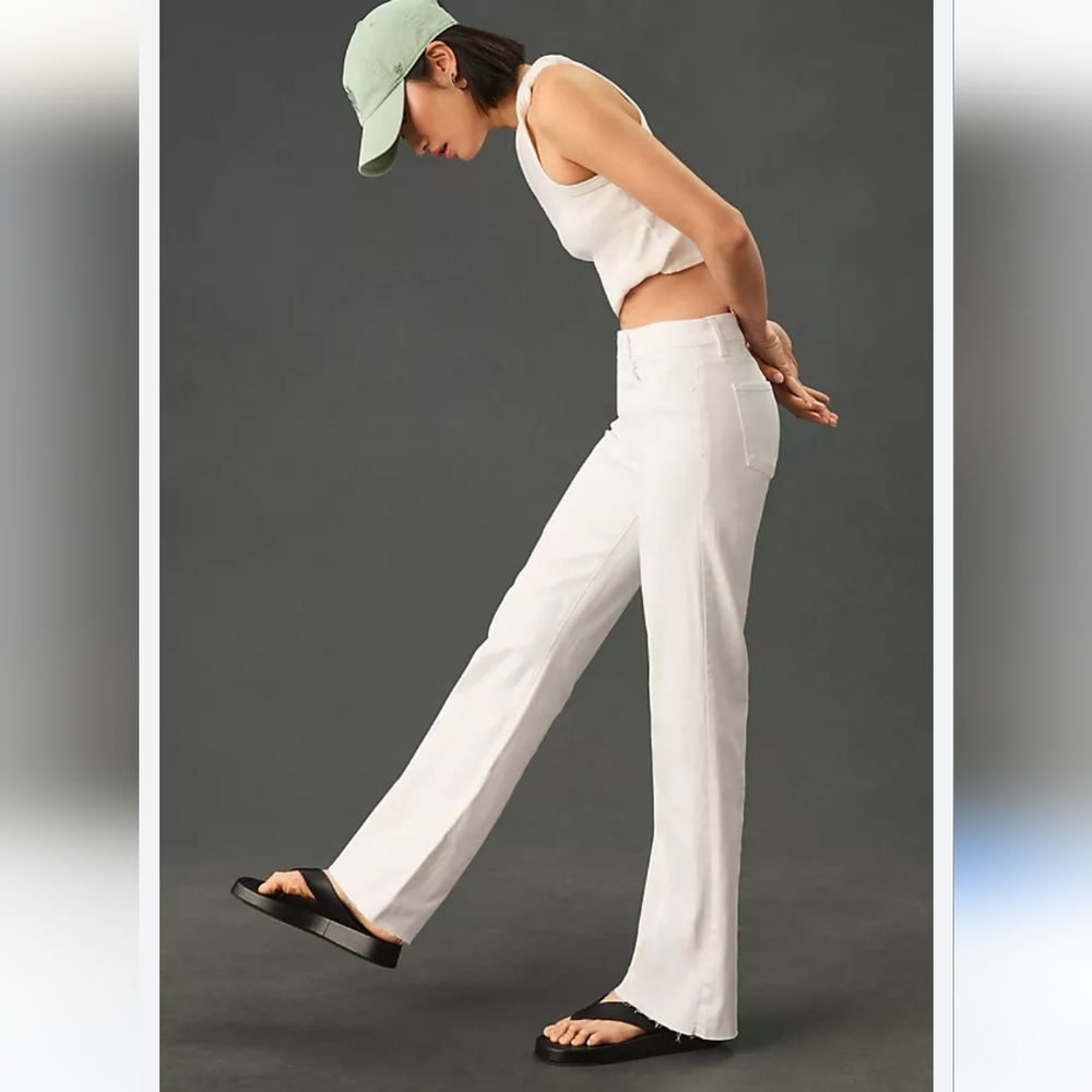 Anthropologie Fidelity Katie high-rise classic flare distressed hems 32 white